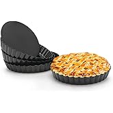Beasea 6 Inch Tart Pan, 4pcs Small Pie Pans Removable Bottom Mini Tart Pans Non Stick Pie Pan, Loose Bottom Fluted Tart Pan R