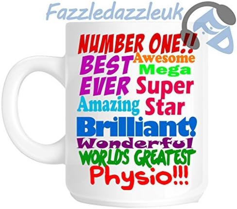 Physio Number One 1 Best Ever Awesome Mega Superstar Amazing Brilliant Wonderful World's Greatest Physio Thank you Retirement Christmas Novelty Gift Mug by fazzledazzleuk