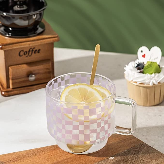 Photo 1 of RYUHYF Glass Mug Cup, 10.15oz, Microwave and Dishwasher Safe, Cylindrical, Purple