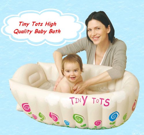 Bañera hinchable infantil Tiny Tots para viajes, color crema