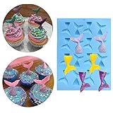 PalkSky 16 cavity Gummy Mermaid Tail Mold DIY Candy Gelatin Maker Fishing Lures Cake Decorating Soap Molds Jello Shots Cupcake topper Chocolate Making Ice tray