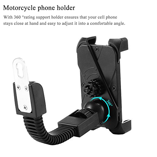 Efanr Universal Motorcyle / Scooter / Electric Car / Tricycle Rearview Mirror Mount Stand Holder, Adjustable 360 Degrees Rotate, Compatible With 4 to 7.5 Inches of Mobile Cell Phone (Black)