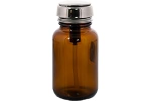 MENDA 35315 Amber Glass Dispensing Bottle with Stainless Steel One-Touch Pump, 4oz Capacity