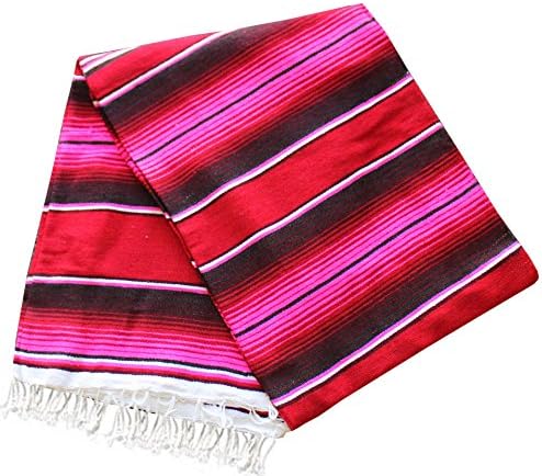Del Mex (TM) X-large Mexican Serape Beach Blanket Two Tone Red Pink