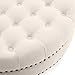 BELLEZE Tufted Beige Linen 33-inch Round Accent Ottoman Foot Stool Large, Beige