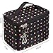 Double Layer Traveling Makeup Bag Small Dots Pattern Cosmetic Bag with Mirror-Small size(Black)