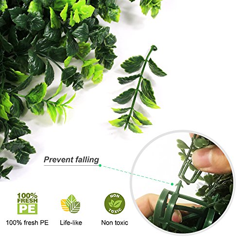 ULAND Artificial Hedges Panels, Outdoor Greenery Ivy Privacy Fence Screening, Home Garden Wedding Decoration (6, A019 Light Green) - Thumbnail 2