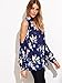 Floerns Women's Choker V Neck Floral Print Lantern Sleeve Blouse Top Blue S