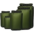 Pimoys 5 Pack Waterproof Dry Sacks, Lightweight Outdoor Dry Bags 20L /12L / 10L/ 6L/ 3.5L Ultimate Dry Bags for Kayaking Camping Rafting Boating (Army Green)