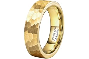 TUTISS 6mm 8mm Silver/Black/Gunmetal/Gold/Rose Gold Hammered Tungsten Rings for Men Women Couple Fashion Jewelry Engagement Wedding Bands Matte Finish Comfort Fit