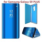 HP95(TM) For Samsung Galaxy S9 Plus Case Smart Sleep Wake UP Cover Flip Stand Holder Mirror Case (Blue)