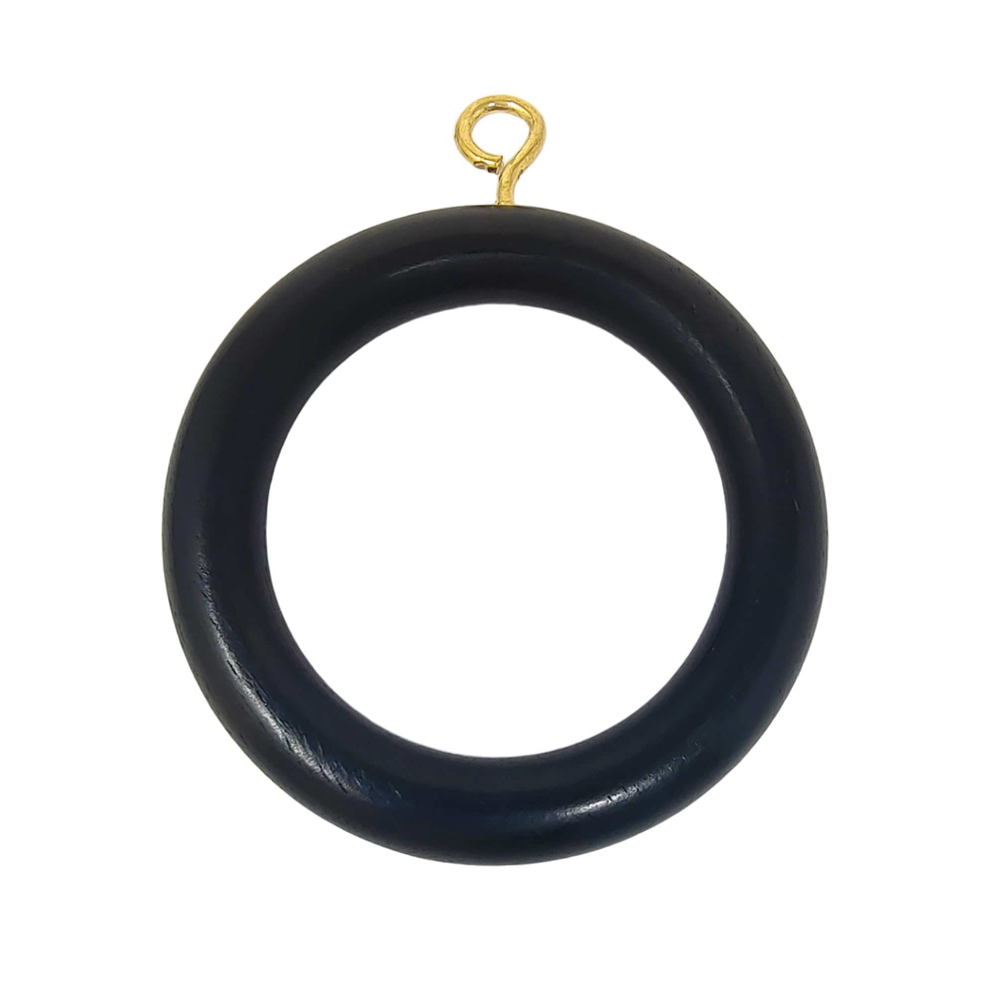 Premium 12 Pcs Wooden Curtain Drapery Rings, Black for 1 to 2.2 Inch Curtain Rod Pole Galaxy Indiacraft
