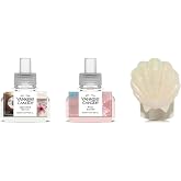 Yankee Candle Tropical Breeze - Scent Plug Diffuser Seashell, Scent Plug Refill Pink Sands and Coconut Beach (Variety Pack)