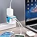 International Travel Adapter, All in One Universal Worldwide European Power Plug with 2.4A 4-Port USB Wall Charger for USA EU UK AUS Blue