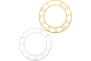 FUTUREORYY 2pcs Acrylic Mirror Wall Clock Face Stickers with Roman Numerals Round Self-adhesive Decorative Dial