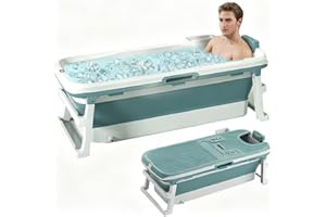 52-inch Collapsible Bathtub Portable Soaking Bath Tub for Adults, 52'' Foldable Ice Hot Bath Spa Tub with LCD Display, Space 