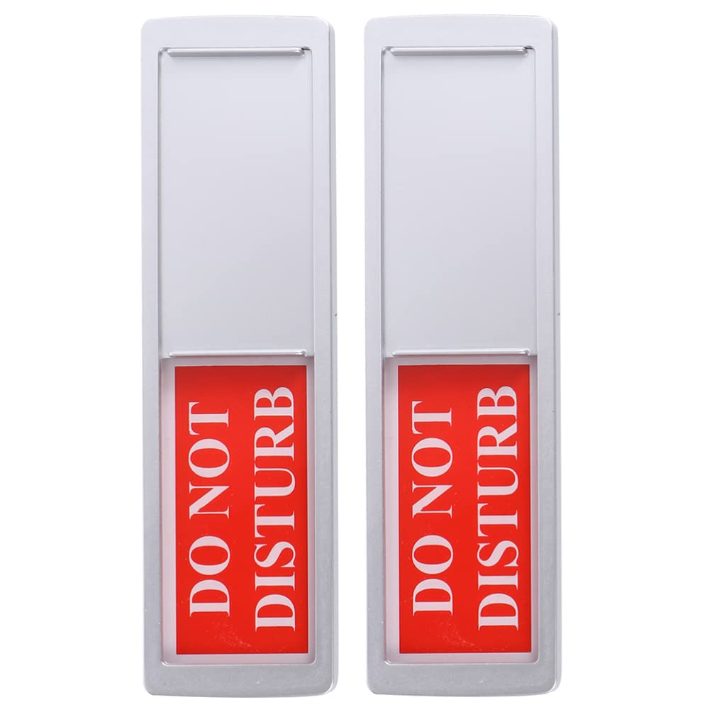 2Pcs Do Not Disturb Signs, Toilet Privacy Slider Signs, Please Knock Signs for Bathroom Home Office Restroom, Magnetic Aluminum, Easy to Install, Silver