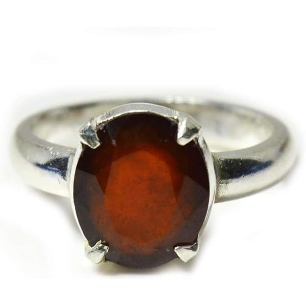 Jewelryonclick Natural Hessonite Garnet Sterling Silver Ring For Men - 6.5 Ct Gemstone, Sizes 5-13, Handmade In India - View #6
