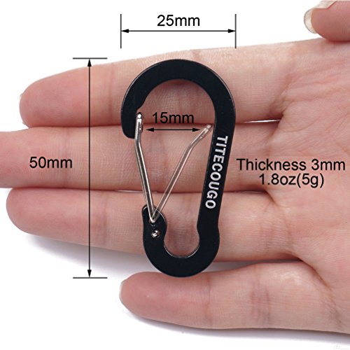 Carabiner Clip,Aluminum D-ring Locking Carabine Flat D-Shape Lock Snap Backpack Water Bottle Keychain Climbing Gear Accessories EDC Camping Tent Multi Function Tool Multiple Colors Grey WL27 - Thumbnail 2