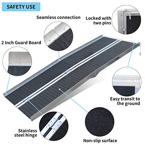 6FT NonSkid Traction Folding Aluminum Wheelchair Ramp Scooter Mobility