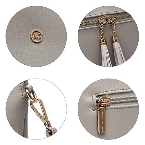 Amelie Galanti Lightweight Medium Crossbody Bag Shoulder Bag with Zipper Pocket and Tassel (KHAKI)