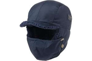 TOP-EX Oversized XL/XXL Waterproof Aviator Cap Faux Fur Earflap Mask Winter Trapper Hat Cold Weather