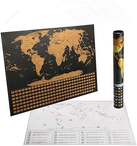 Scratch Off World Map Poster - Travel Map with US States and Country Flags, Clean Design and Vibrant Colors to Make Your Story Come to Life, The Gift Travelers Want
