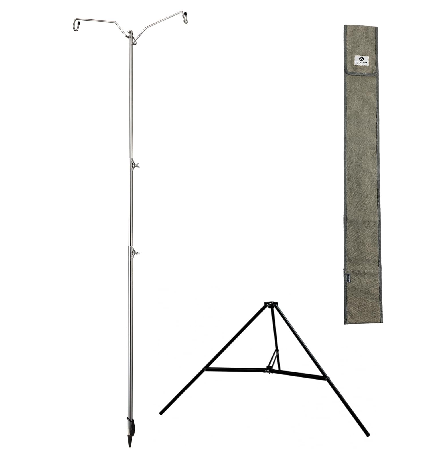 camping moon Stainless Steel Lantern Pile Driver Heavy Duty Height Adjustable with Tripod Stand and Storage Bag D-243