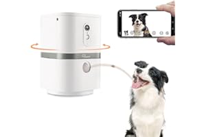 SKYMEE Petalk AI II Dog Camera Automatic Treat Dispenser, WiFi Full HD Pet Camera with 180° Pan Full-Room View,Night Vision,Two Way Audio for Dogs and Cats,Compatible with Alexa (2.4G WiFi Only)