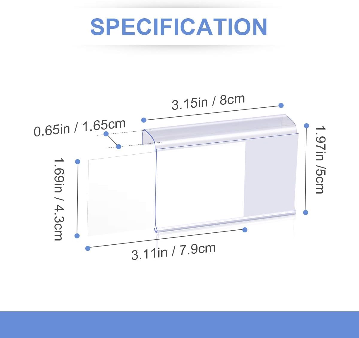 Lenink 30 Pcs Clear Plastic Label Holders, L Shape Sign Holder with 30Pcs Label Paper Compatible with 0.59in Thick Shelves for Supermarkets, Shops, Tables, Shelves Displaying Label Area 3in Lx1.7in H : Office Products