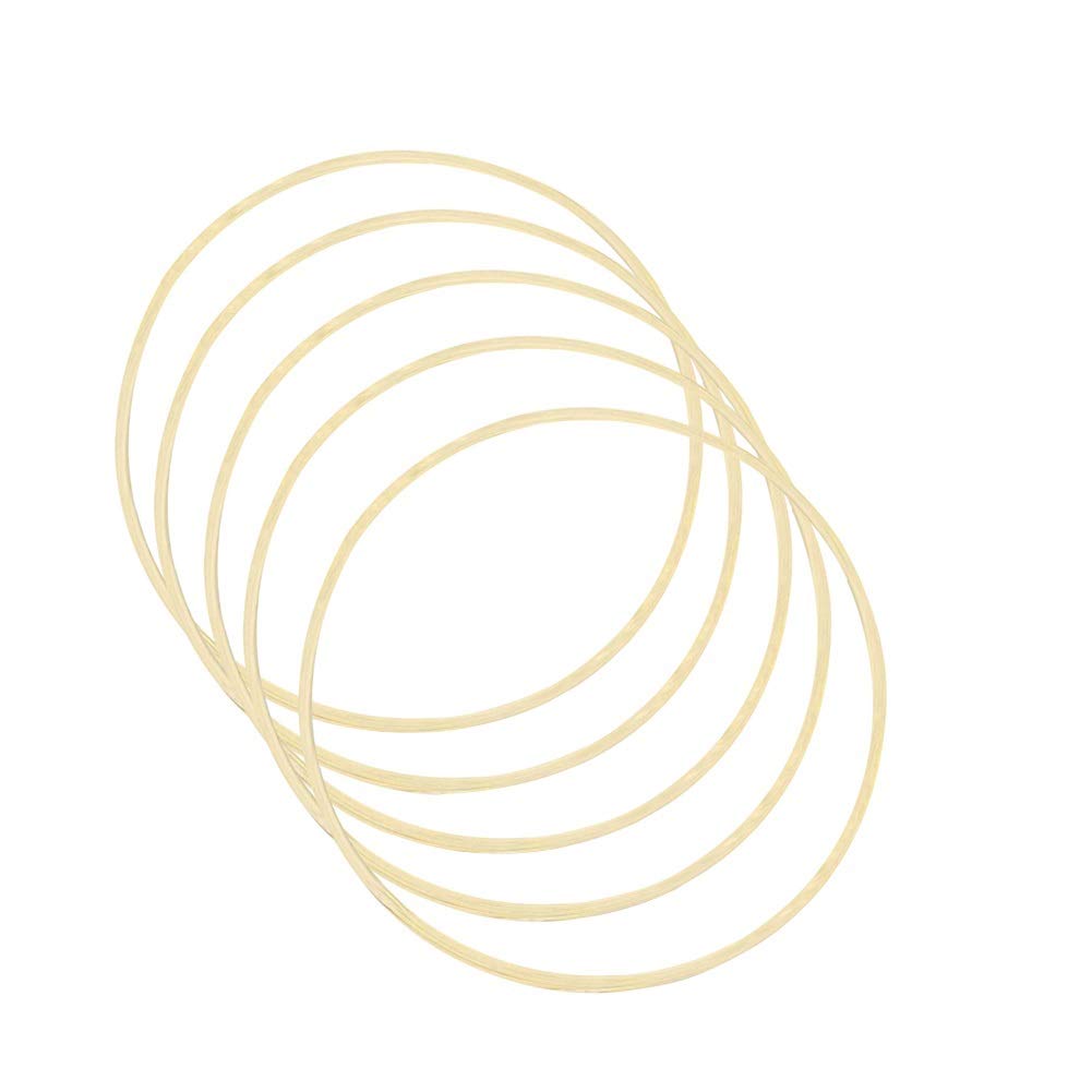 HooAMI 5 Pack 10inch/25cm Wreath Rings Wooden Bamboo Floral Hoop Wreath Macrame Craft Hoop Rings for DIY Wedding Wreath Decor, Dream Catcher and Wall Hanging Crafts