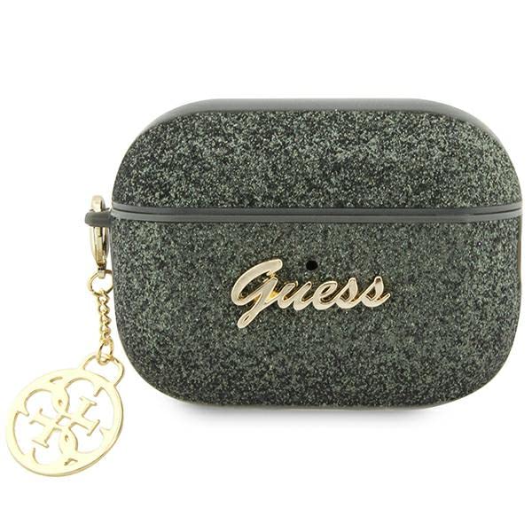 Guess GUAP2GLGSHA Case for AirPods Pro 2 Green Glitter Flake 4G Charm