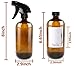 16oz Empty Amber Boston Spray Bottles (2 Pack) - Refillable Container with Trigger Sprayers, Caps and lables, Glass Bottle for Essential Oils, Cleaning, Room Spritzers or Aromatherapy by THETIS Homes