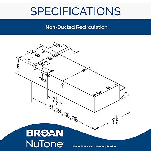 BroanNuTone BUEZ130WW NonDucted Ductless Range Hood with Lights