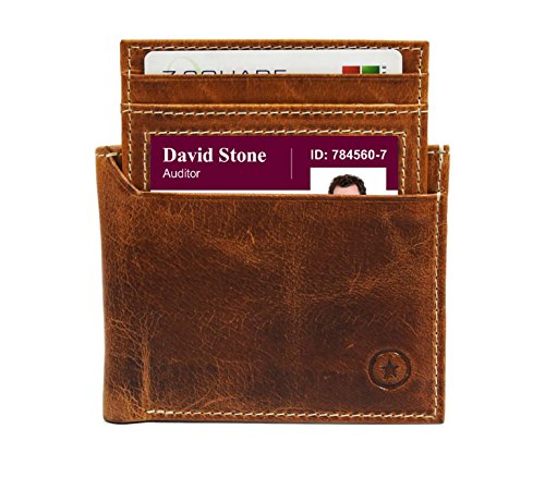 Aaron Leather RFID Blocking Leather Wallet For Men | Compact And Slim | Multiple Card Slots | Hybrid Bifold Trifold Design Wallet With Flip Out ID Window By (Brown)