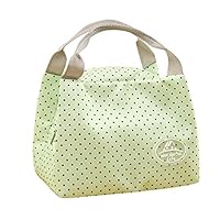 KANGMOON Reusable Lunch Bags for women Insulated Cold Canvas Stripe Picnic Carry Case Thermal Portable Lunch Bag (Green)