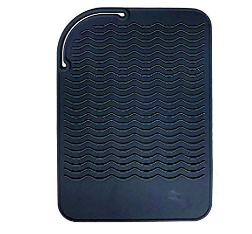 Heat Resistant Mat for Curling Irons, Hair Straightener, Flat Irons and Hair Styling Tools 9" x 6.5", Food Grade Silicone, Black