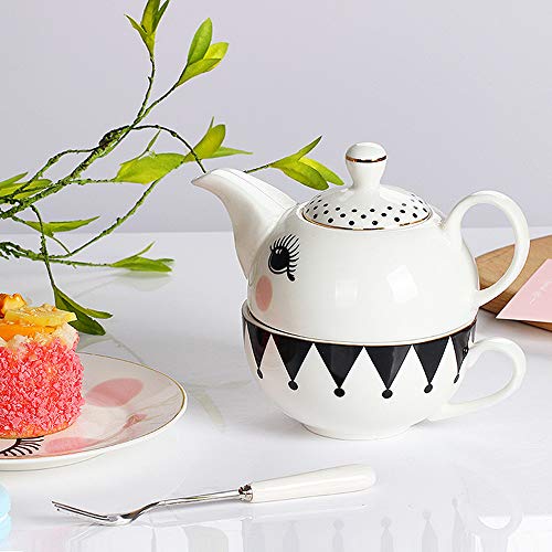 MonLiya Teapot Cup Saucer Set Cartoon Ceramic Teapot with Lid Gift For Mom Grace Teaware Fine Porcelain Elephant Teapot Coffee Mug Bone China Blue Teapot and Server Set for One