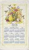 2017 Kitchen Linen Calendar Towel with Dowel for Easy Hanging (Wildflower Tea)