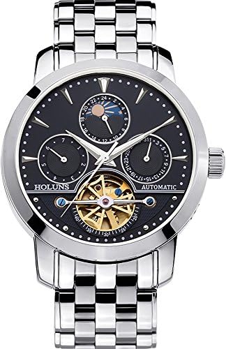 Men's Multifunction 24H Calendar Moon Phase Sapphire Hollow Flywheel Water Resistant Automatic Watch