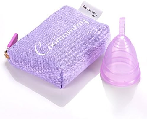 Coomammy Reusable Menstrual Cup with Zipper Bag,Most Economic and Comfortable Feminine Hygiene Period Cup,Medium flow,Pre-Childbirth(Small, Purple)