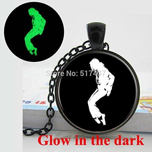 Pretty Lee Glow In The Dark Jewelry Mj Michael Jackson Necklace Zinc Alloy Glass Art Photo Pendant Retro Necklace Glowing Necklace