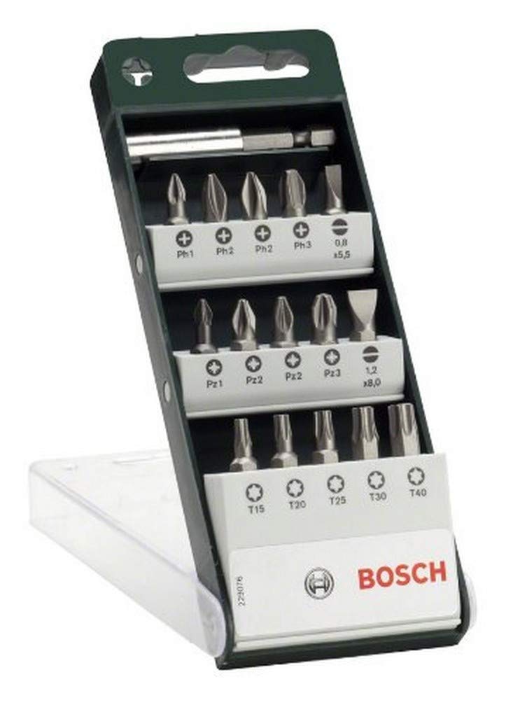 Bosch 2609255977 25mm Screwdriver Bit Set Including Universal Holder in Standard Quality (16 Pieces)