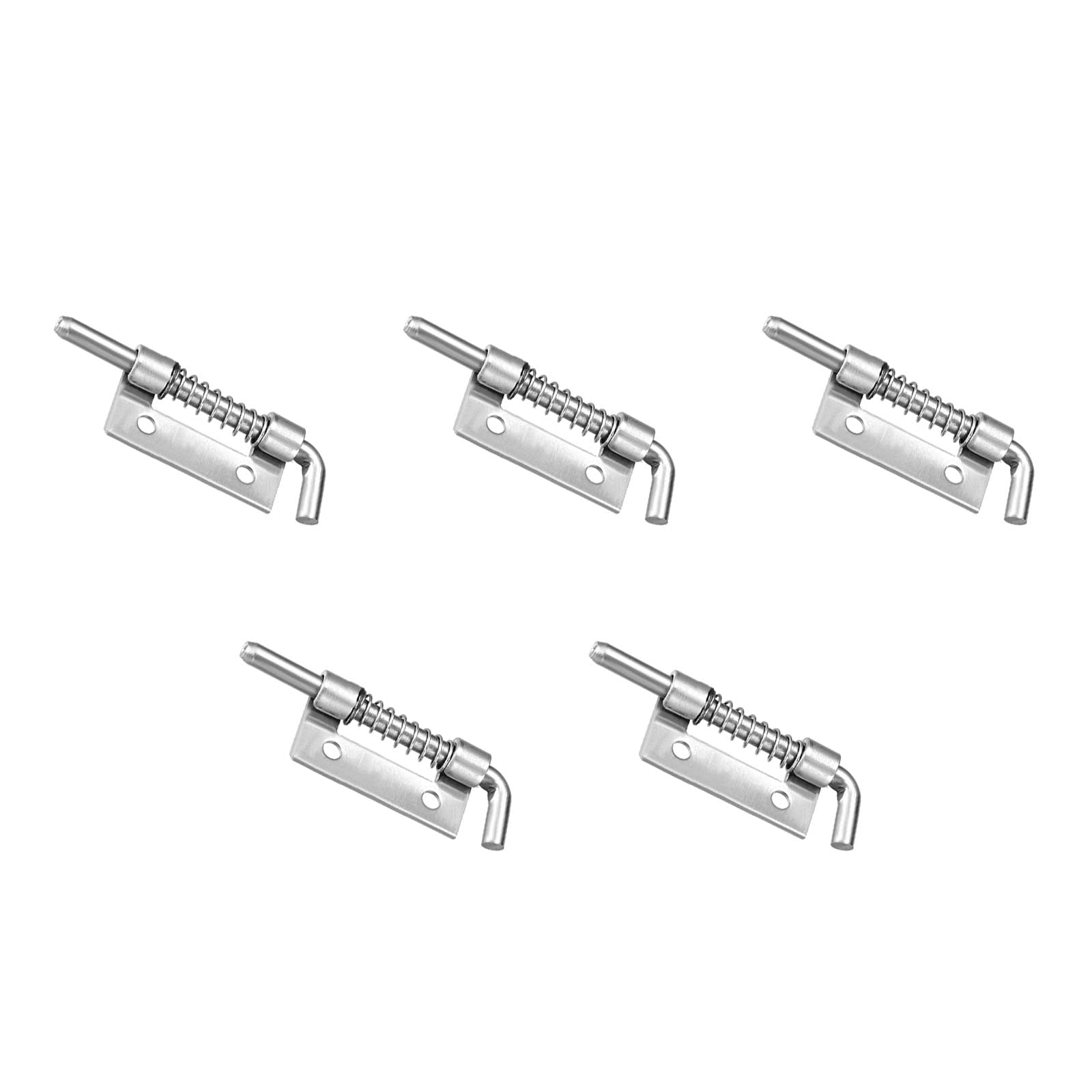 METALLIXITY Spring Latch (2.2") 5Pcs, Stainless Steel Left-Handed Bolt Latch Pin Loaded Lock - for Furniture Renovation, Drawer, Chests, Silver Tone