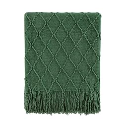 BOURINA Green Throw Blanket Textured Solid Soft