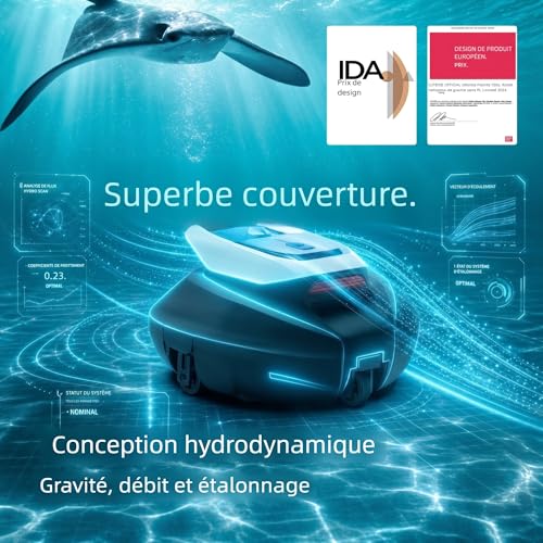 Pooleco 10 Pool Robot, Wireless Pool Vacuum Cleaner 90min and 2.5 Liters, Self-Parking, Easy Care, for All Shapes and Surfaces of Above Ground and Buried Pools up to 80㎡