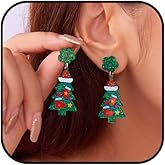 Christmas Tree Earrings for Women Acrylic Xmas Tree Drop Dangle Earrings Cute Metal Splicing Trees Earring Christmas Winter Holiday Jewelry Accessories