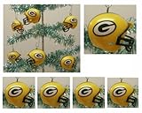 NFL Football Green Bay Packers Set of 6 Holiday Christmas Tree Ornaments Featuring Packers Team Helmet Ornaments Ranging from 1.5