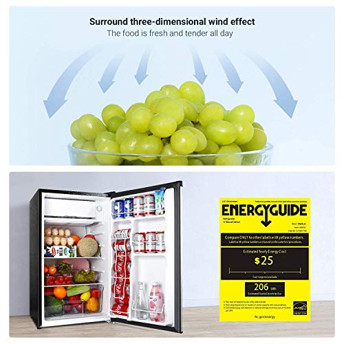 TACKLIFE Mini Fridge Quiet, Compact Refrigerator with Freezer 3.2 Cu.Ft