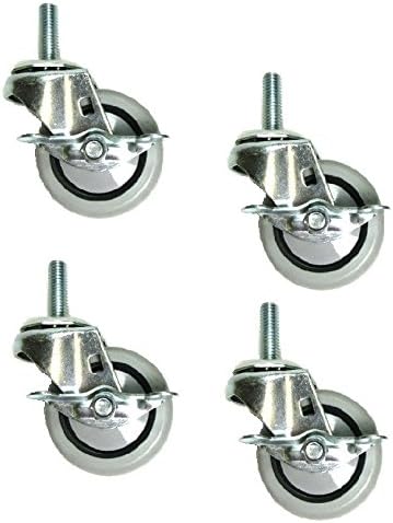 (Pack of 4)Clearance Swivel Stem Casters with 3" Soft Wheel with Side Lock Brake 1000# Total Capacity (Overall Wheel Size 3" Diameter x 1-1/4" Wide )